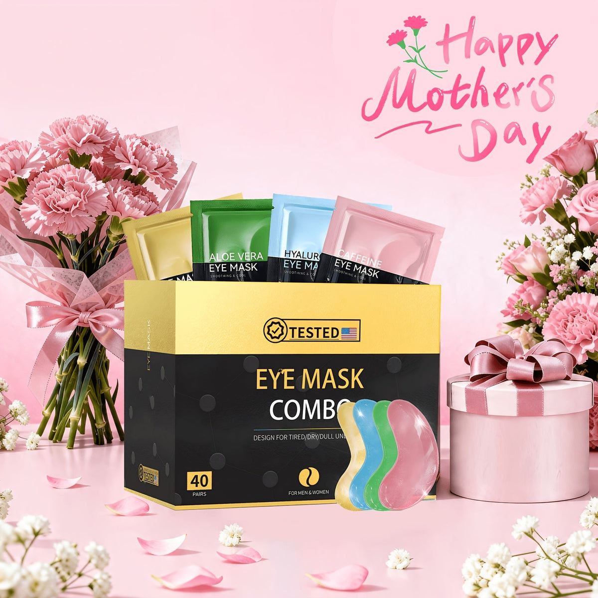 40-Pair Four-Color Under-Eye Patch Combo Box with Gold, Green, Blue and Pink Individual Pouches — image 21