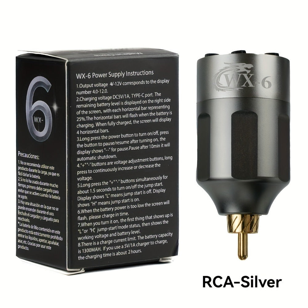 WX-6 Rechargeable Tattoo Power Supply with LED Display and Four RCA or DC Color Configurations — image 7