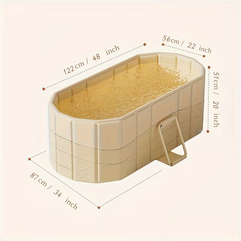 48-Inch Folding Portable Adult Bathtub with Corner Drain