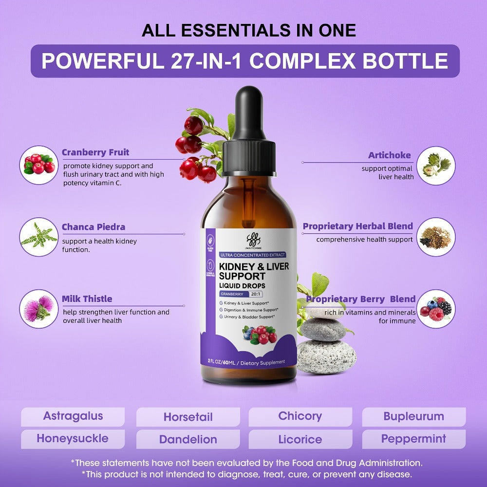 Kidney and Liver Support Drops 27-in-1 Complex - Alcohol-Free Natural Herbal Formula for Liver Health — image 4