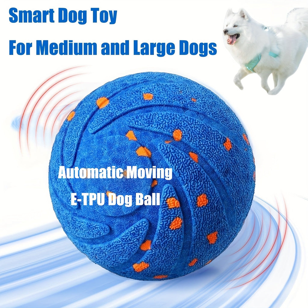 Dog Toy Motion-Activated E-TPU Ball with Auto-Rolling, Rotating and Bouncing Modes in Blue or Orange — image 1