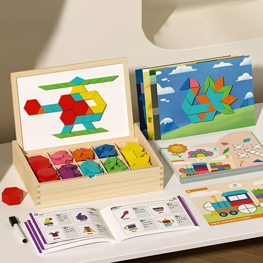 Magnetic Wooden Puzzle Board for Kids, 128/180/220/280 PCS Geometric Shape Recognition & Logical Thinking Toy — image 8
