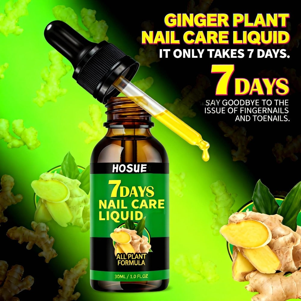 Ginger Nail Care Liquid 7-Day Repair 2-Piece Set 1.01oz Each – HOSUE Plant-Based Formula for Yellowing Gray Uneven Discolored