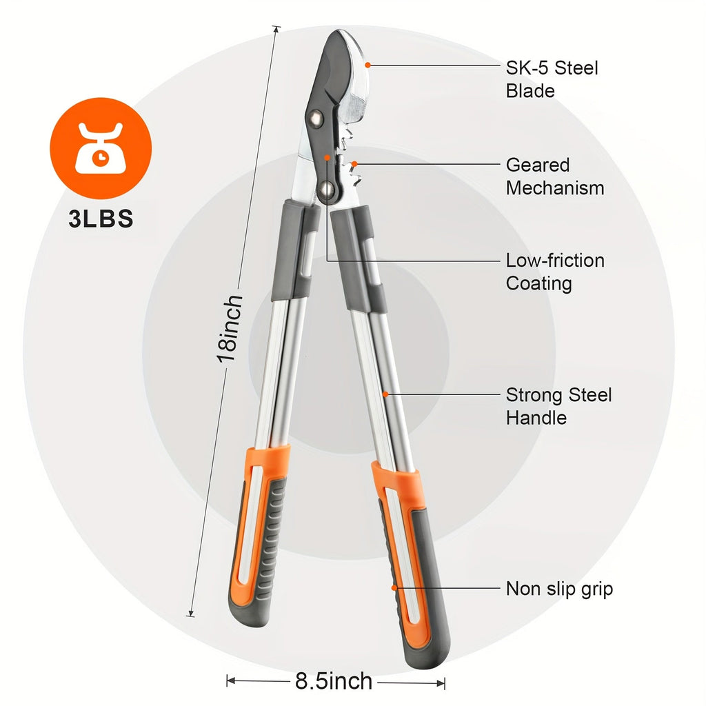 Long Reach Pruning Shears 18-38 Inch Extendable – Non-Stick Steel Blades Cut 2" Branches, Shock-Absorbing Handle — image 3