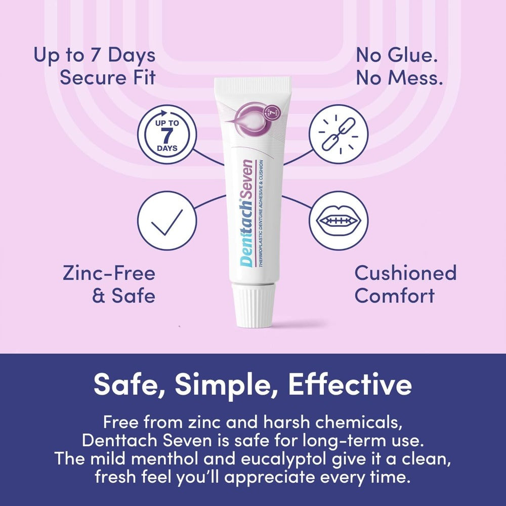Thermoplastic Denture Cushion Adhesive & Soft Reliner, 7-Day Secure Hold, Zinc-Free No-Glue Formula, Upper & — image 2