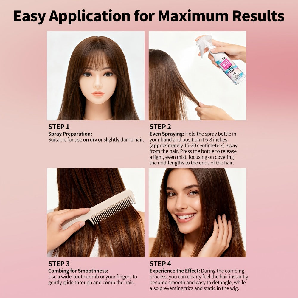 Wig Detangling Spray Leave-In Conditioner for Synthetic & Human Hair Wigs, Featherlight Frizz Control — image 3