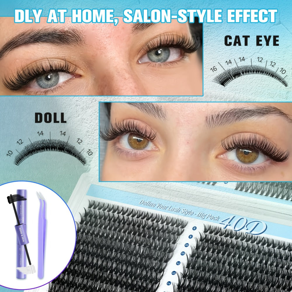 800-Piece 30D and 40D Lash Cluster Kit with Mixed 8–16mm Lengths, Bond-Seal Tube and Tweezers — image 4