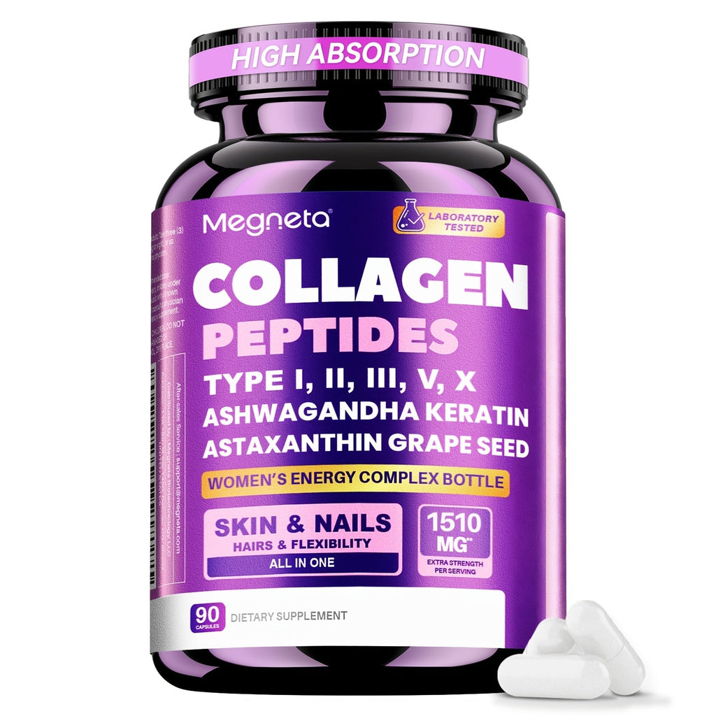 Collagen Capsules Type I II III V X with Vitamin C, Hyaluronic Acid & Biotin, Skin Hydration, Elasticity — image 14