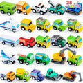 25PCS Pull Back Cars & Trucks Toy Vehicle Set for Kids, Fire Truck, Police Car, School Bus & More — image 11