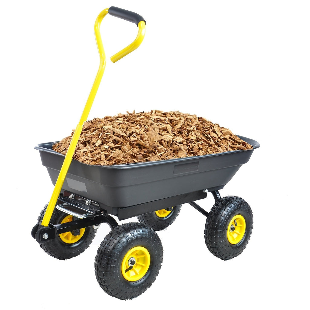 Garden Dump Cart, Steel Frame Pneumatic Tires Lawn Yard Farm Utility Wagon for Garden, Patio and Yard Use — image 3