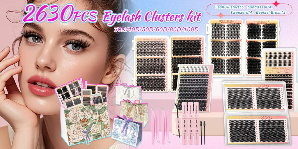 DIY Lash Clusters Gift Set 30D-100D Mixed Length Soft Fluffy Volume Cluster Lashes with Tweezers & Mascara — image 14