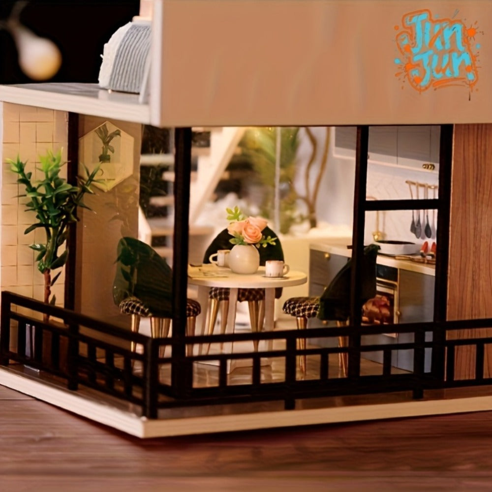 Double Story Wooden Cottage 3D Puzzle Model Kit with Furniture & Tools with the Listed Color, Size or Set Options for Everyda