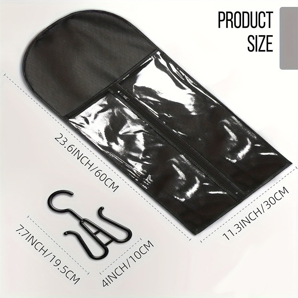 Hanging Wig Storage Bags, Six-Piece Black Set with Clear Front Panels, Zippers and Integrated Hangers — image 4