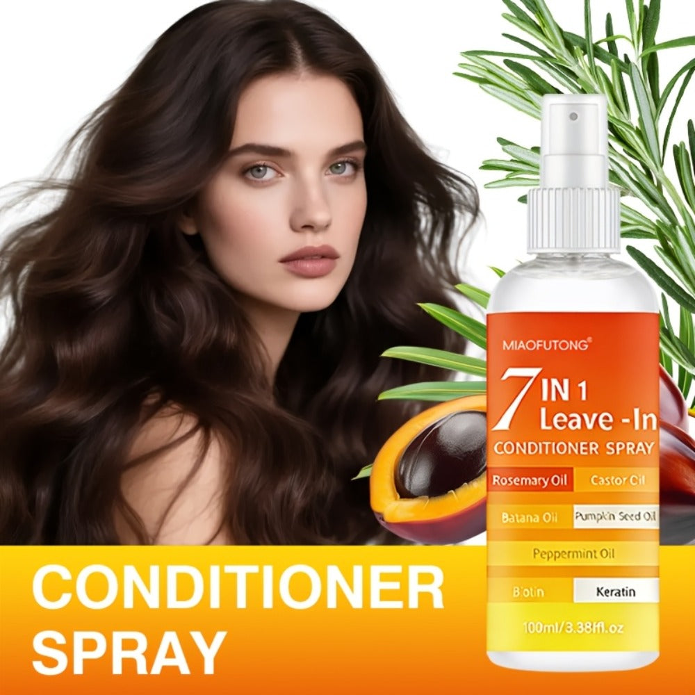 7-in-1 Leave-In Hair Essence Spray for Women - Anti Frizz Shine Boost Heat Protection Deep for Bath Time, Home Spa and Person