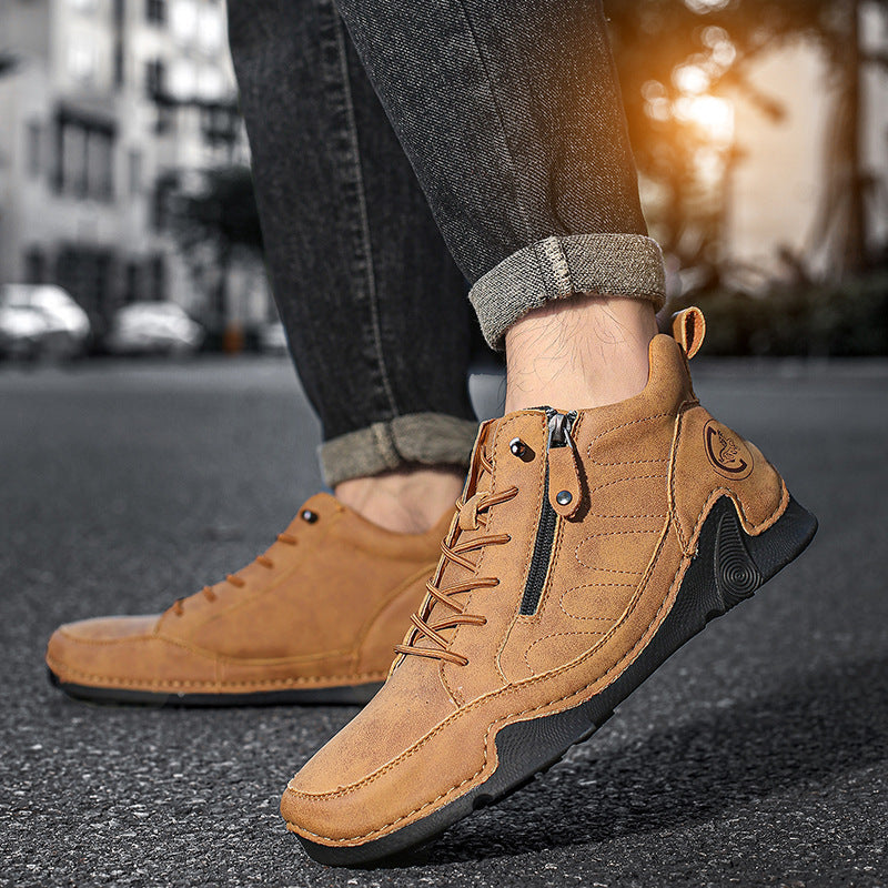 Mens Casual Leather Shoes Plus-size Athletic Shoes