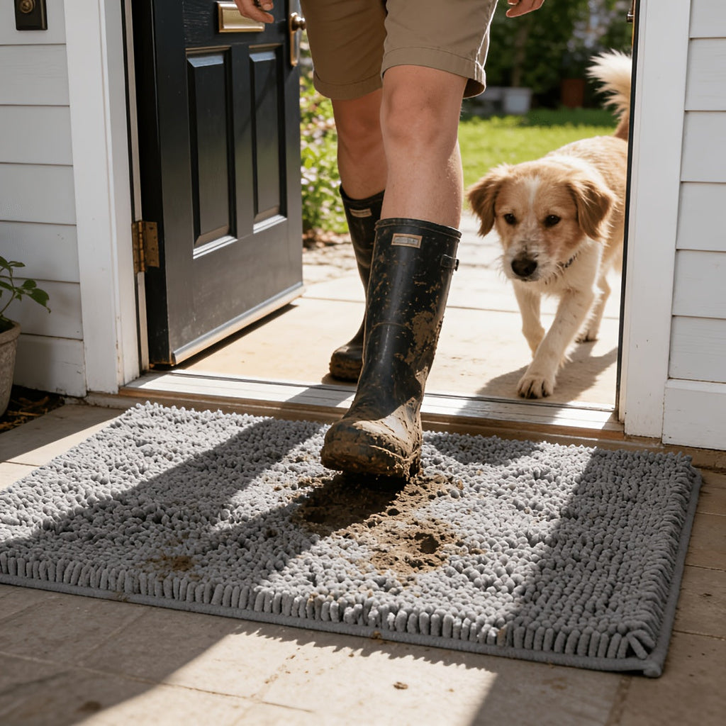 Chenille Dog Door Mat Super Muddy Paws Pet Rug Gingham Entryway Mat Indoor Outdoor Multiple Sizes & Colors — image 17