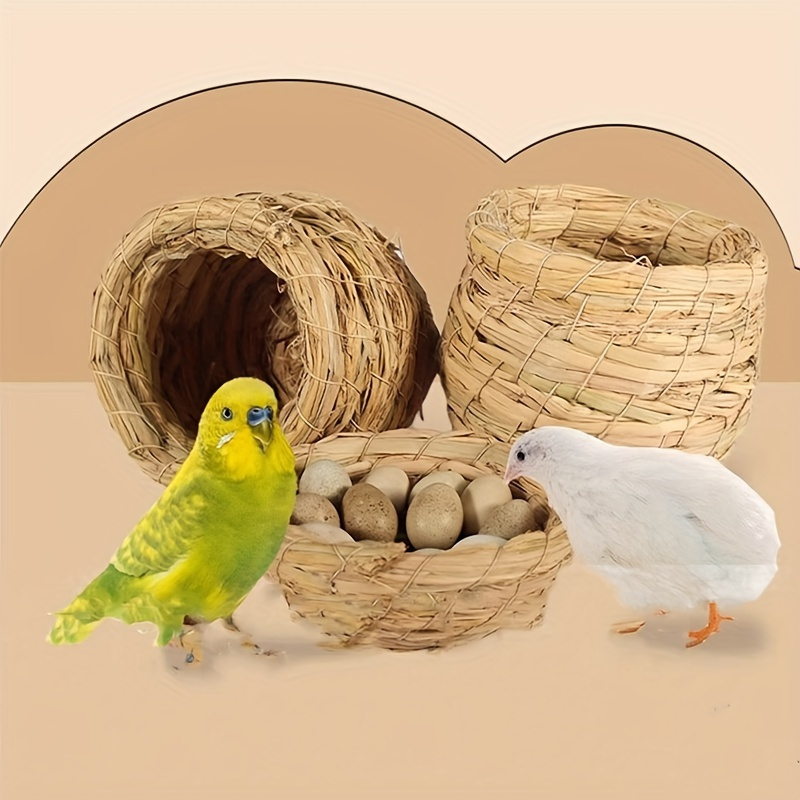 Bird Nest Handwoven Straw Soft Lining Chicks Small Pets Indoor Outdoor — image 3