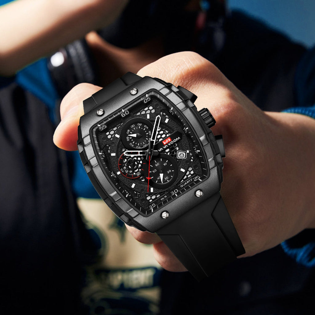 Multifunctional Business Waterproof Calendar Wine Barrel Non-automatic Mechanical Watch