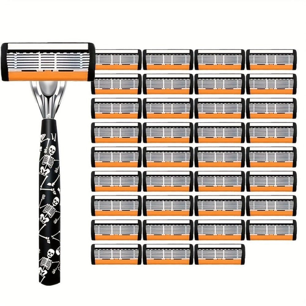 Safety Razor for Men 7-Layer Progressive Blades – Non-Slip Stainless Steel Handle Classic Double Edge Razor for Beard & Musta
