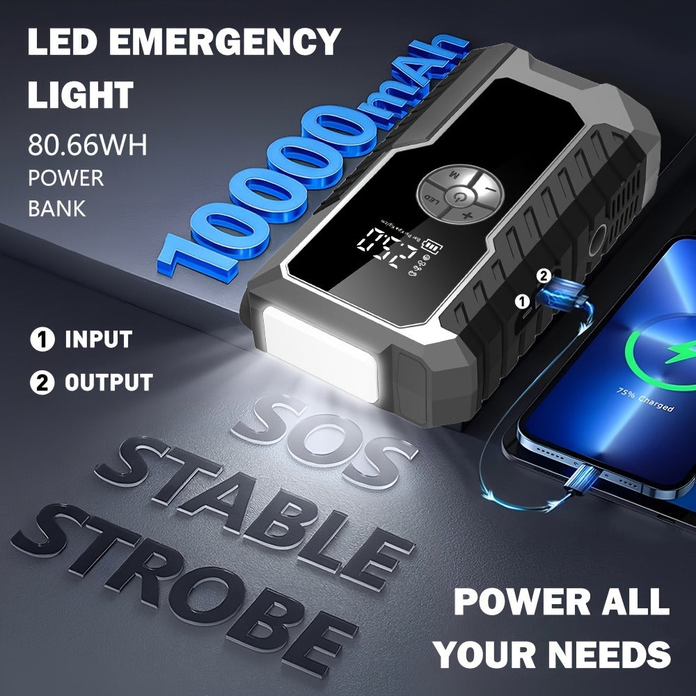 160PSI Air Pump Jump Starter 12V – Portable Car Emergency Starter, LED Light & Battery Charger, Winter Essential, 2 Styles — 