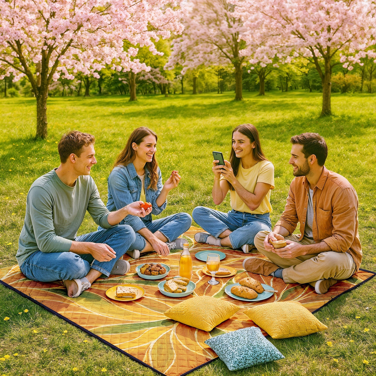Large Padded Picnic Blanket with Roll-Up Carry Straps and Five Evidence-Bound Pattern Options — image 7