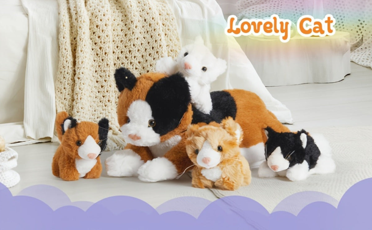 Stuffed Animal Mommy Cat Set with Four Baby Kittens, Five-Piece Family Design and Soft Fabric — image 9