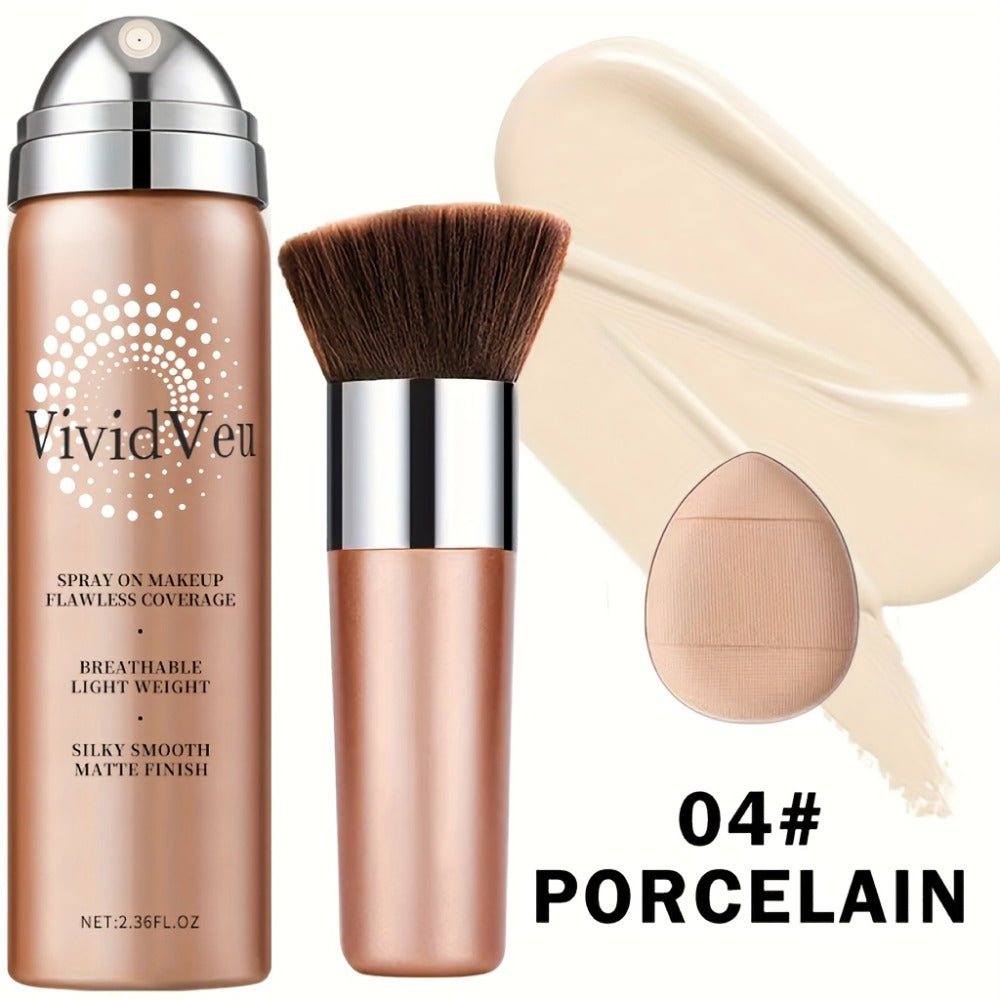 Spray-On Liquid Foundation Bottle with Matching Face Brush in Four Shades from Natural to Porcelain — image 9