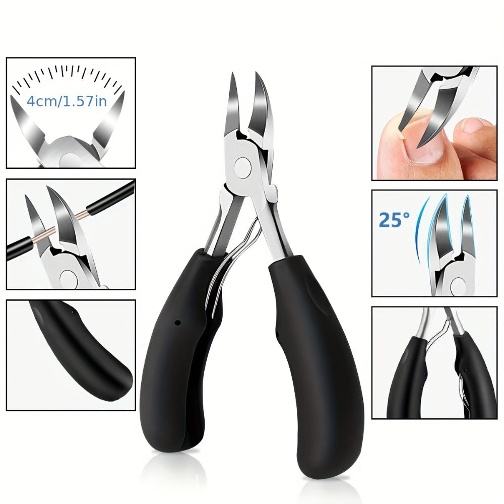 Wide-Jaw Nail Clipper Set, Five-Piece Black-Handle Kit with Straight, Concave and 45-Degree Slanted Tools — image 2