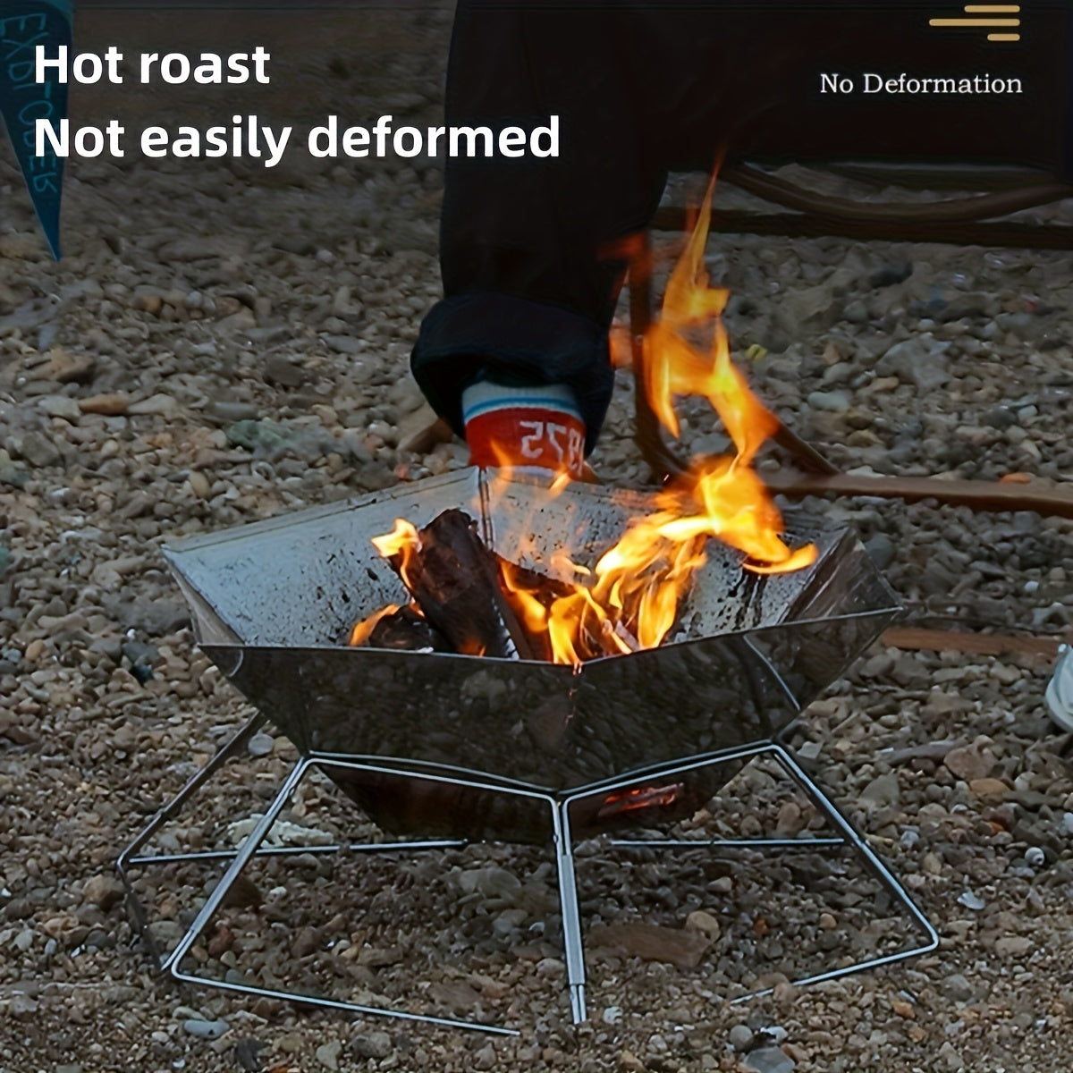 Hexagonal Folding Charcoal Grill with Stainless-Steel-Color Frame, Open Grid and Carry Bag for Outdoor Use — image 1