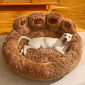 Bear-Paw Round Plush Pet Bed in Coffee, Pink or Gray with Four Weight-Labeled Size Options — image 3