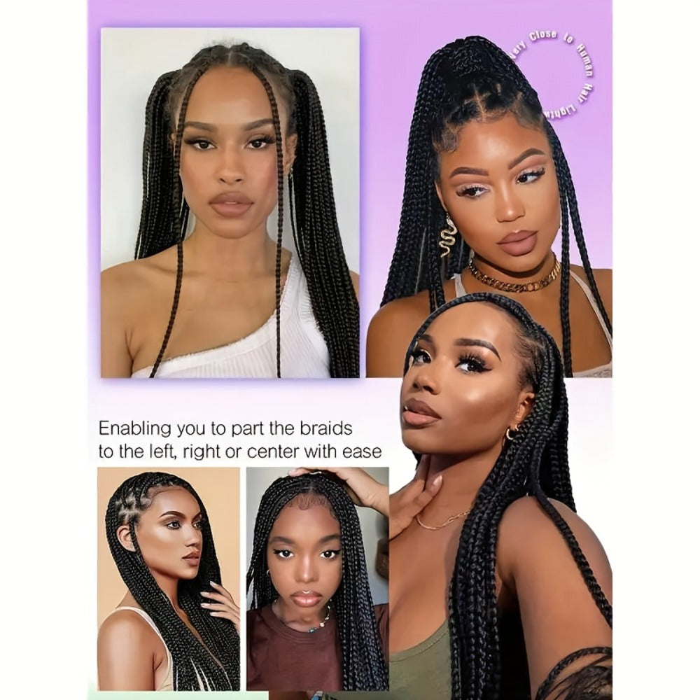 Thirty-Inch Box-Braid Wig with 360 Lace Cap and Four Black, Blonde, Burgundy or Auburn Options — image 5
