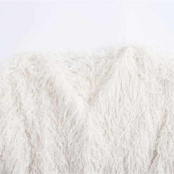 Metallic Color Fringe Trim Jacket Coat For Women