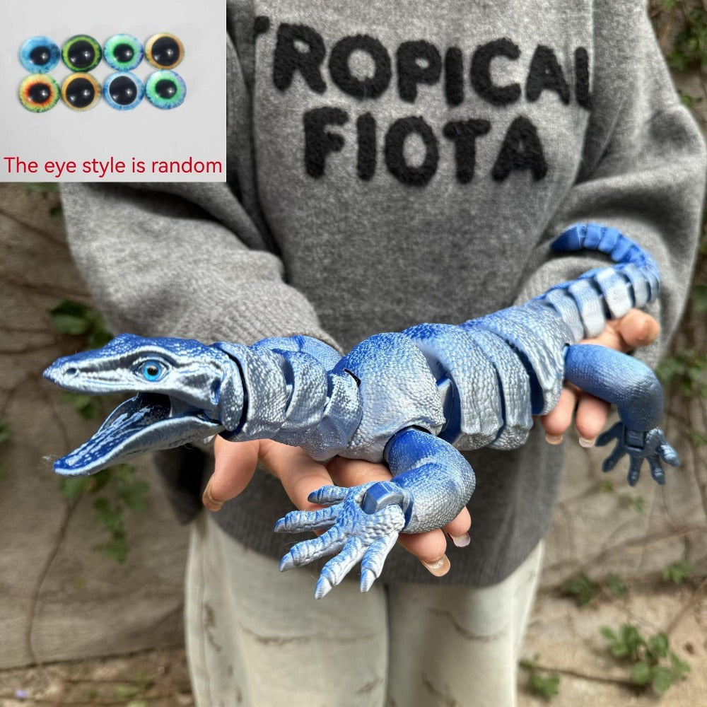 Giant Lizard Figurine 21 Inch 3D Printed – Realistic Reptile Animal Model Openable Mouth Easy 3-Part Assembly 7 Color Styles 