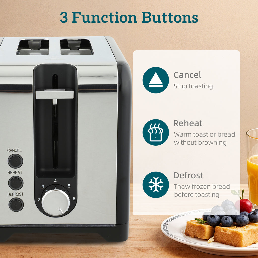Simple Polished Toaster And Kettle Set - Black