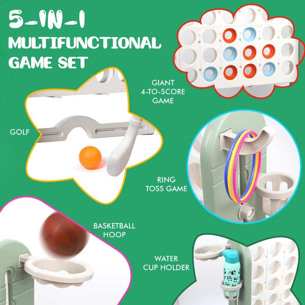 4-in-1 Giant Connect Four Game Set for Kids & Adults, Adjustable Height with Basketball Hoop, Golf Putting — image 7