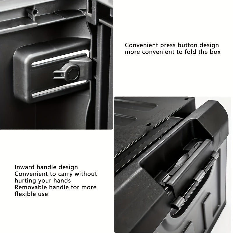 Folding Storage Box & Fishing Stool 2-in-1, Large Portable Organizer with Backrest for Car Trunk — image 15