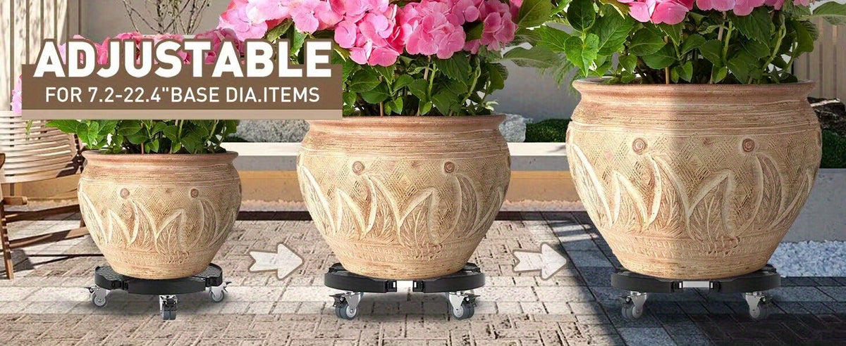 Plant Stand with Wheels 440 lbs – Adjustable 15-22" Heavy Duty Pot Roller with Lockable Swivel Casters for Indoor & Outdoor P