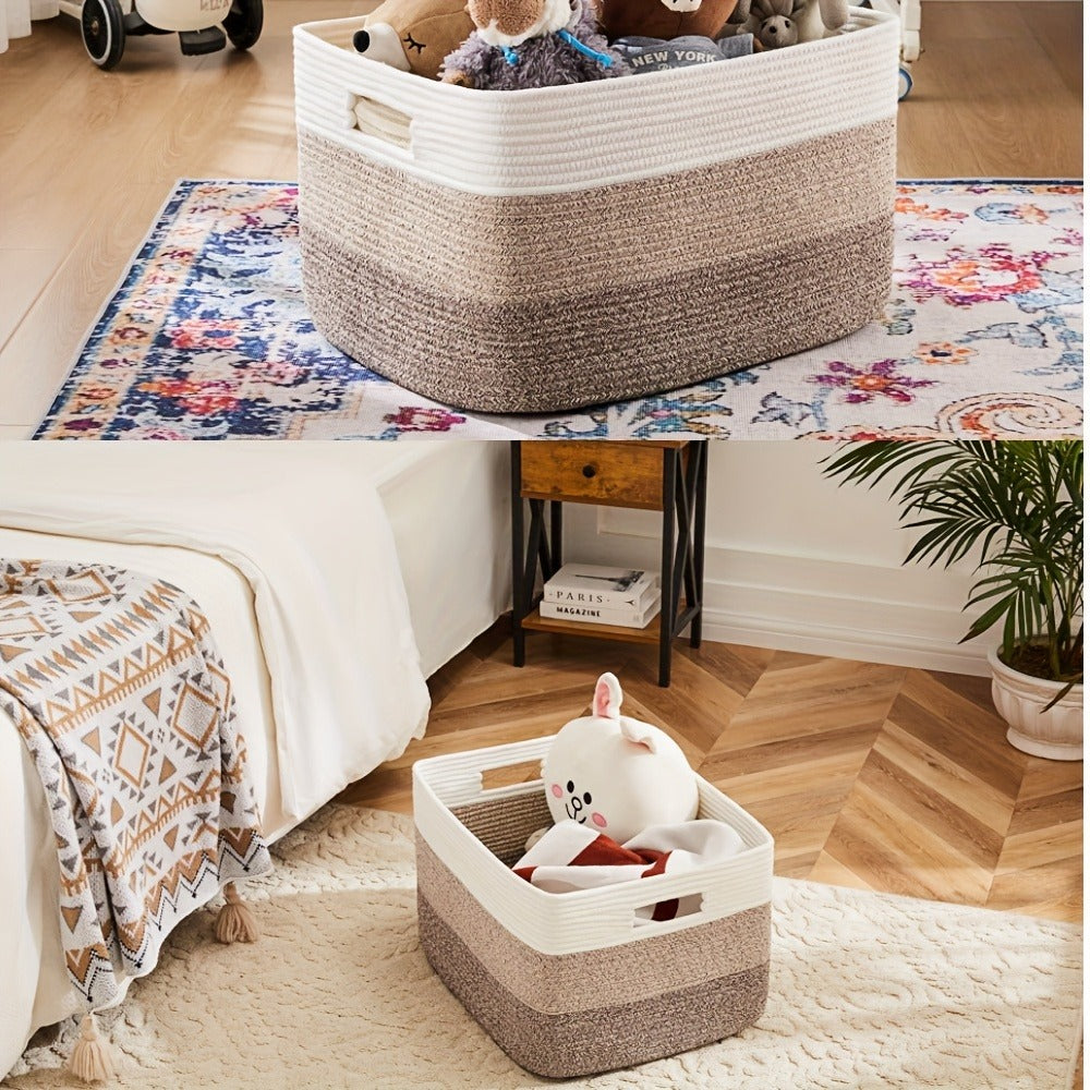 Storage Bag, Open-Top Woven Organizer in 30L, 65L or 100L with Handles and Black, Pink, Gray or Blue Options — image 17