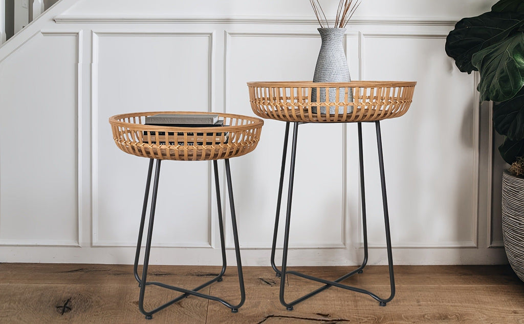 Side Table Rattan Collection with Bamboo-Woven Tops, Metal Bases and 18- or 20.4-Inch Options — image 13