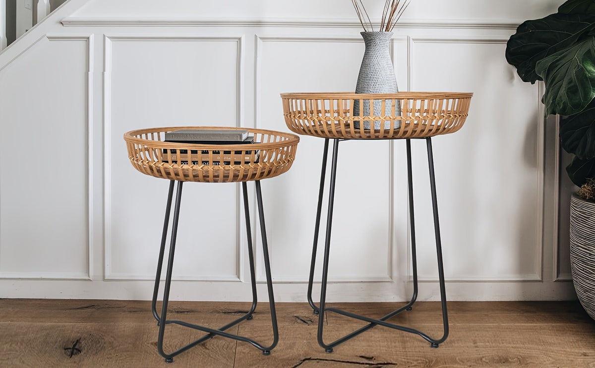 Side Table Rattan Collection with Bamboo-Woven Tops, Metal Bases and 18- or 20.4-Inch Options — image 13