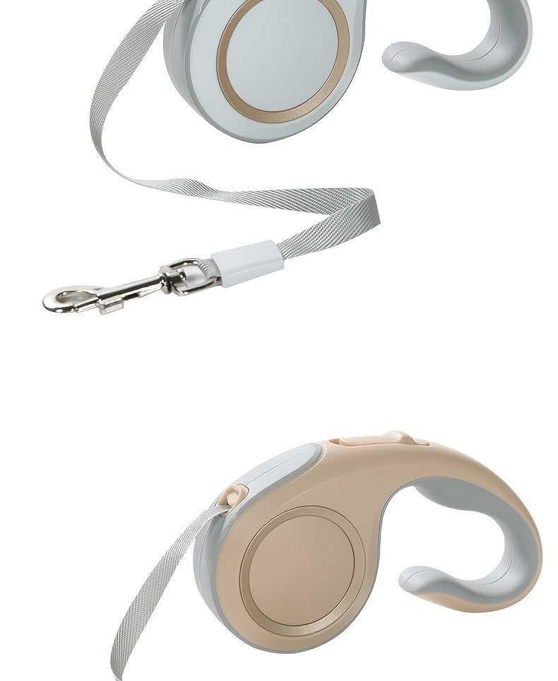 Retractable Dog Leash with 16-Foot Tape, One-Button Lock and Six Champagne, White or Blue Size Options — image 7