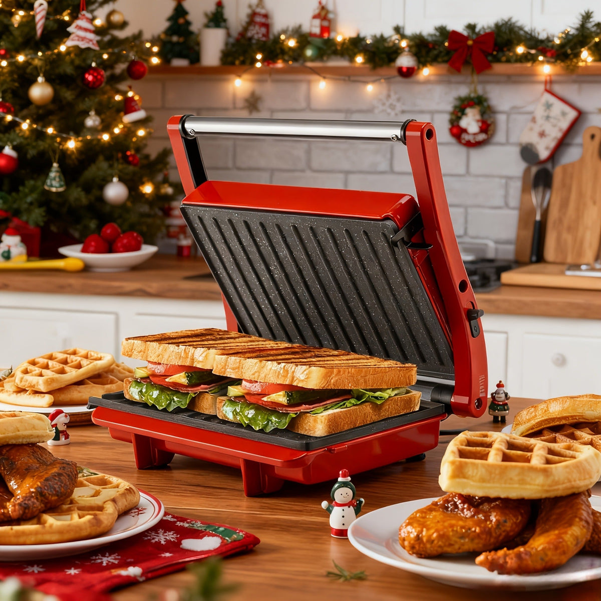 Sandwich Maker 3-in-1 Mini Indoor Grill & Panini Press, Non-Stick 180° Opening, Floating Hinge, 60-Min Timer — image 18