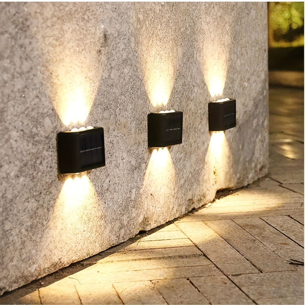 Solar Wall Light Outdoor 8 Pack 6 LED Deck Fence Garden Lamp Waterproof Auto Dusk to Dawn Courtyard Pathway Garage Yard Decor
