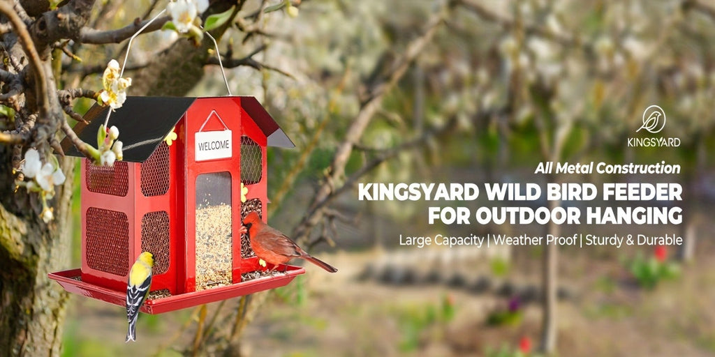Metal Bird Feeder for Outside – 4 Lbs Large Capacity Hanging Wild Bird Feeder, for Garden, Yard and Pest Management — image 1
