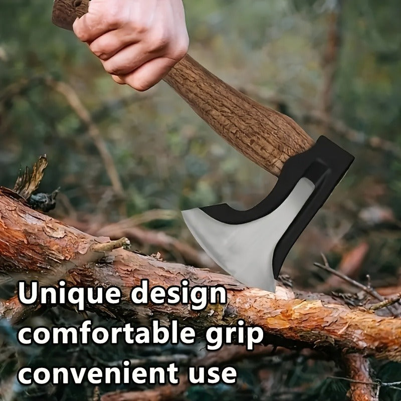 Splitting Axe Forged Carbon Steel 15.6-Inch with Handcrafted Wooden Grip, Professional Backyard Hatchet for Wood Chopping — i