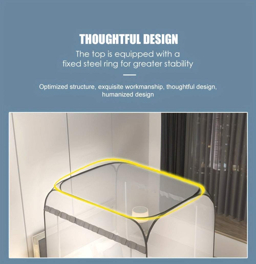 Mosquito Net Canopy Bed, Yurt Style 360° Full Coverage, Stainless Steel Frame, Easy Open Design for Bedroom — image 12