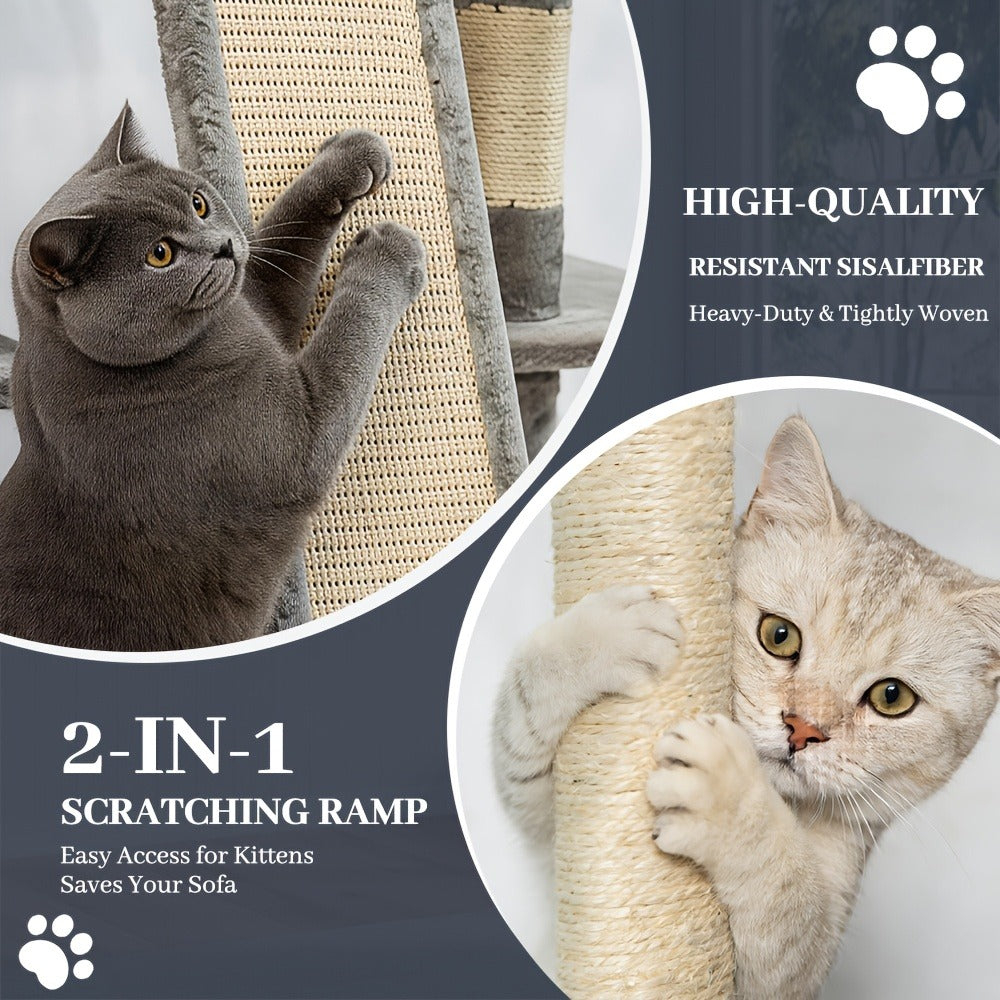 Large Multi-Level Cat Tower with Two Condos, Three Perches, Hammocks and Six Gray, Beige or Taupe Configurations — image 8