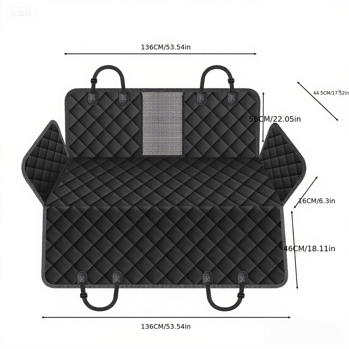 Quilted Dog Car Back Seat Cover with Side Flaps, Mesh Window and Six Color or Pink Mat Bundle Options — image 7