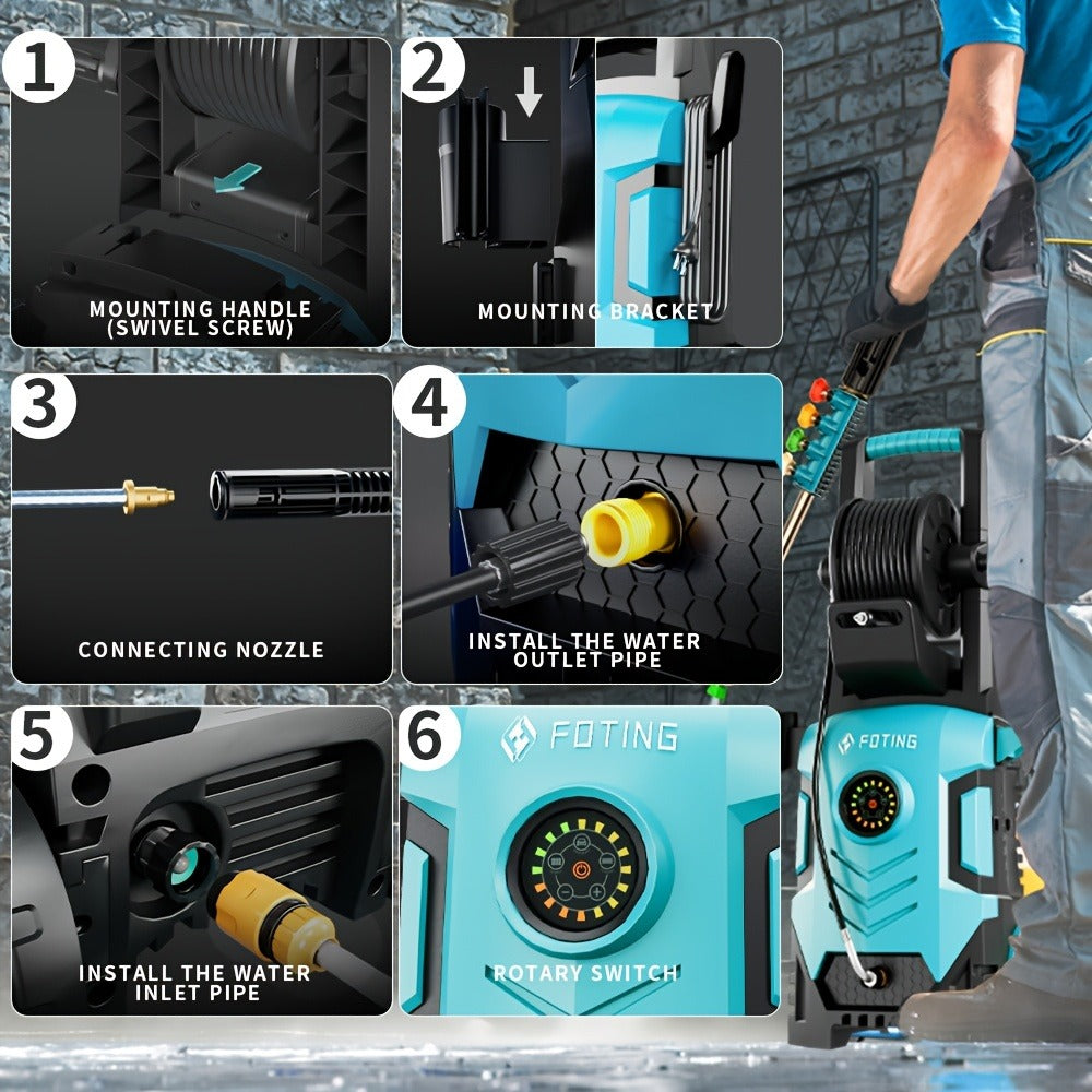 Pressure Washer 5000PSI Electric Power Washer 2.4-3.6GPM Adjustable 8-Level Touch Screen 34" Tall for Garden, Patio and Yard 