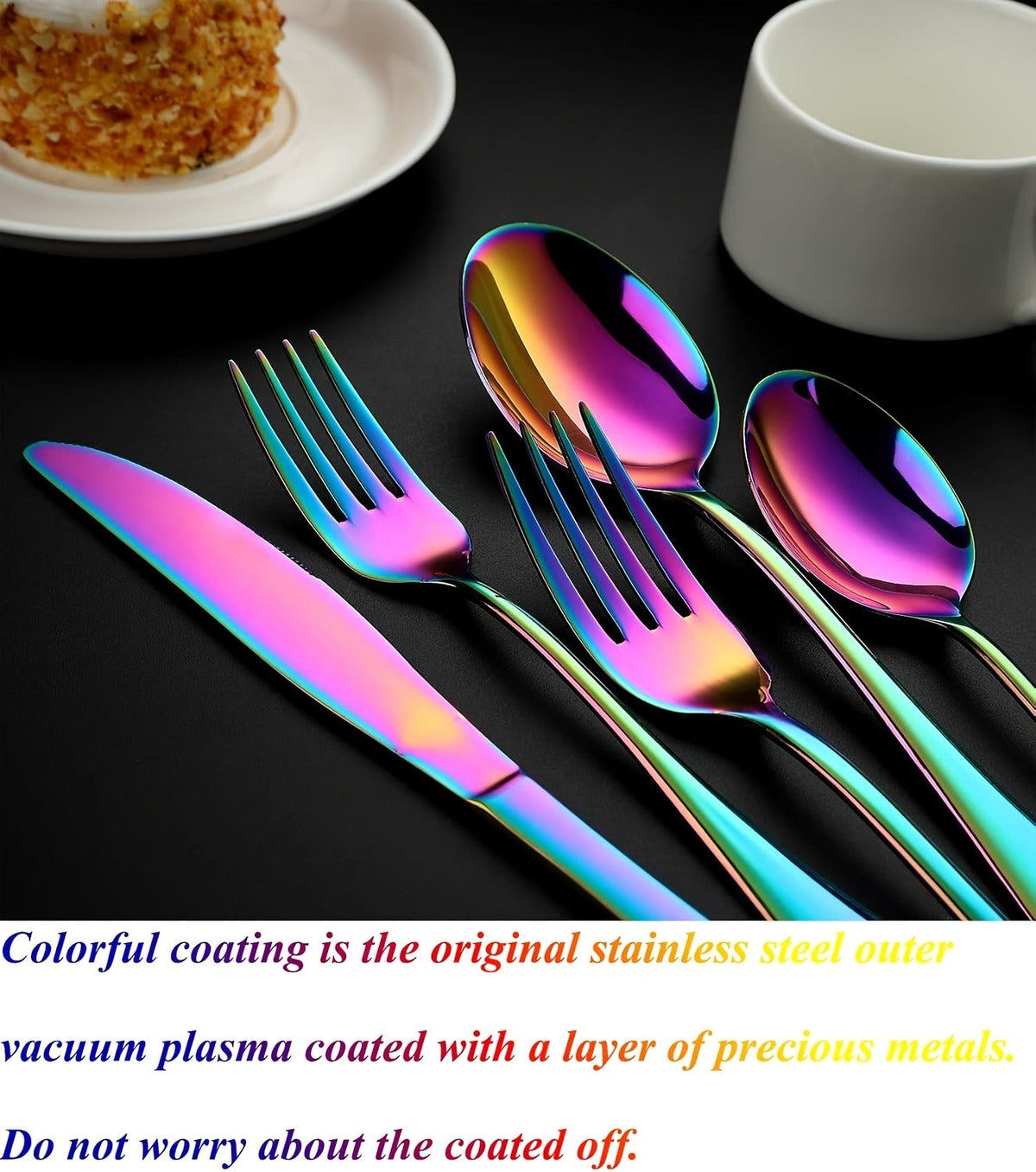 60-Piece Rainbow Flatware Set with Five Utensil Forms in Twelve-Piece Rows for Complete Table Settings — image 14
